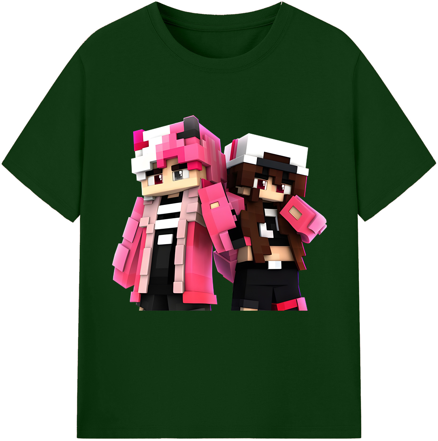 （画像用） マインクラフト ブロックの世界 Minecraft MC Block world 綿100％半袖Tシャツ（フロントプリント）